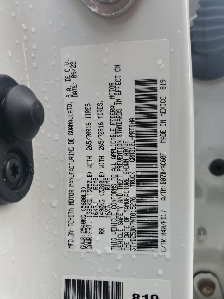 2022 Toyota Tacoma Double Cab VIN: 3TYDZ5BN7NT015276 Lot: 81755445