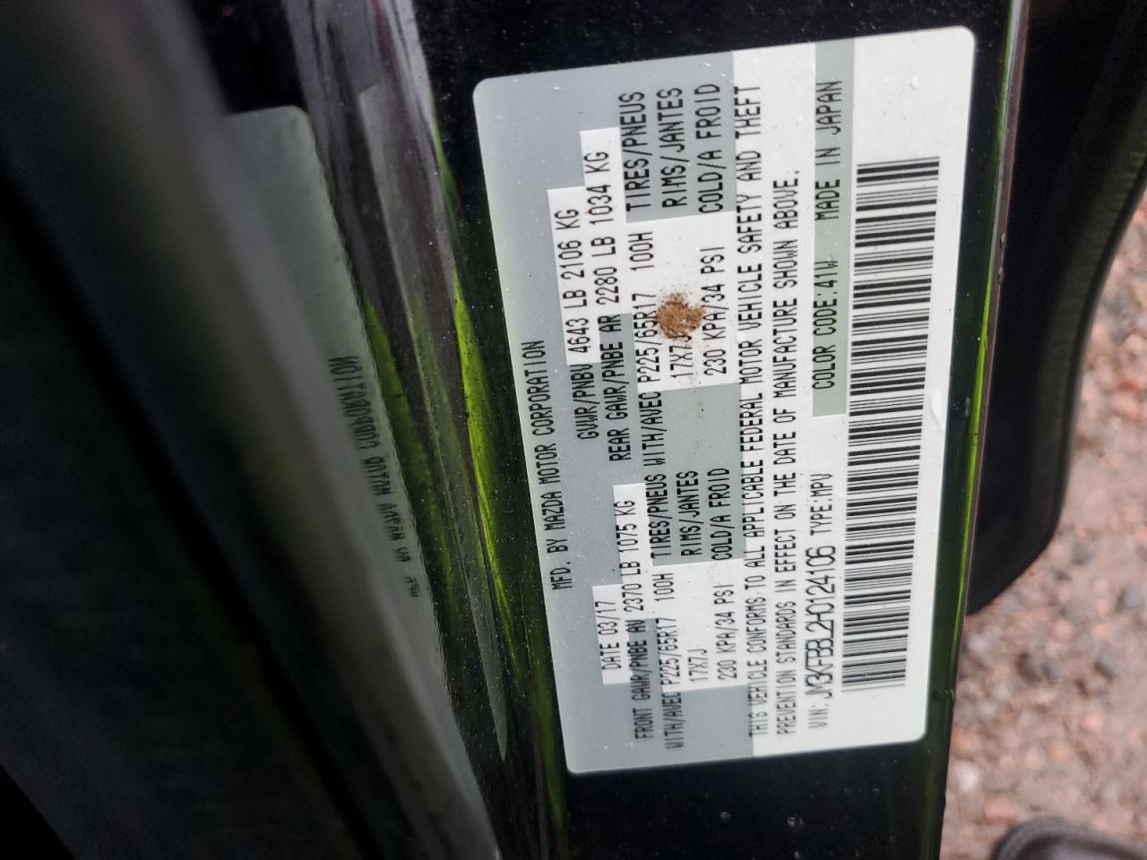 2017 Mazda Cx-5 Sport VIN: JM3KFBBL2H0124106 Lot: 81665665