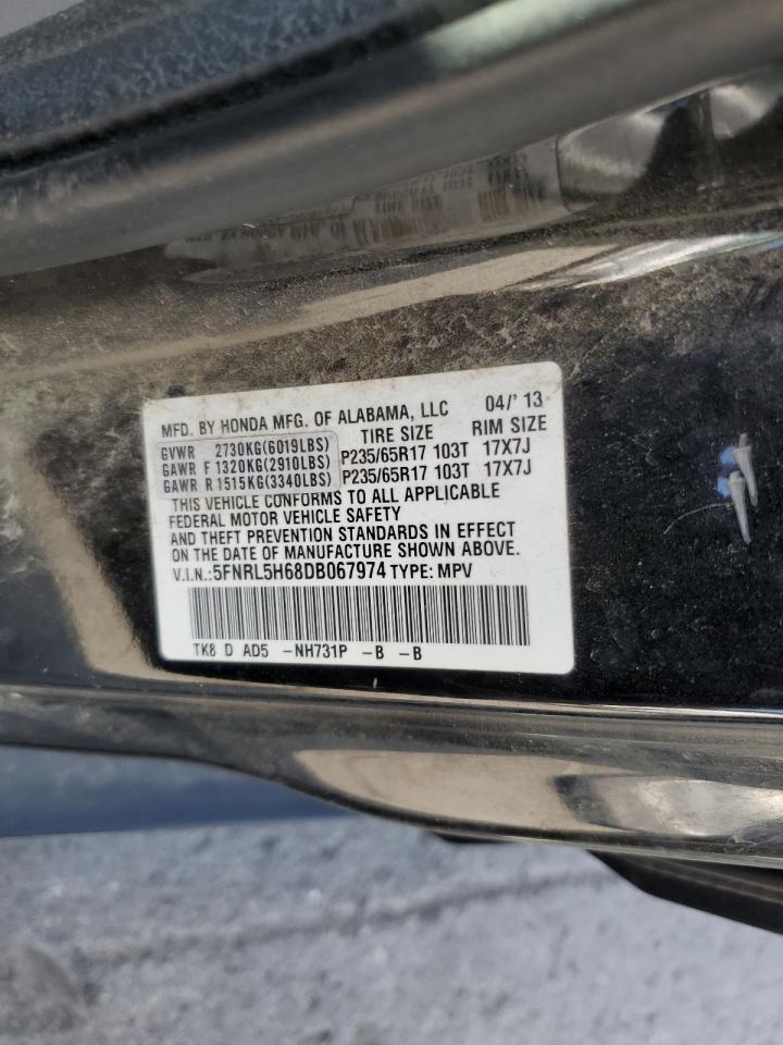 2013 Honda Odyssey Exl VIN: 5FNRL5H68DB067974 Lot: 80025295