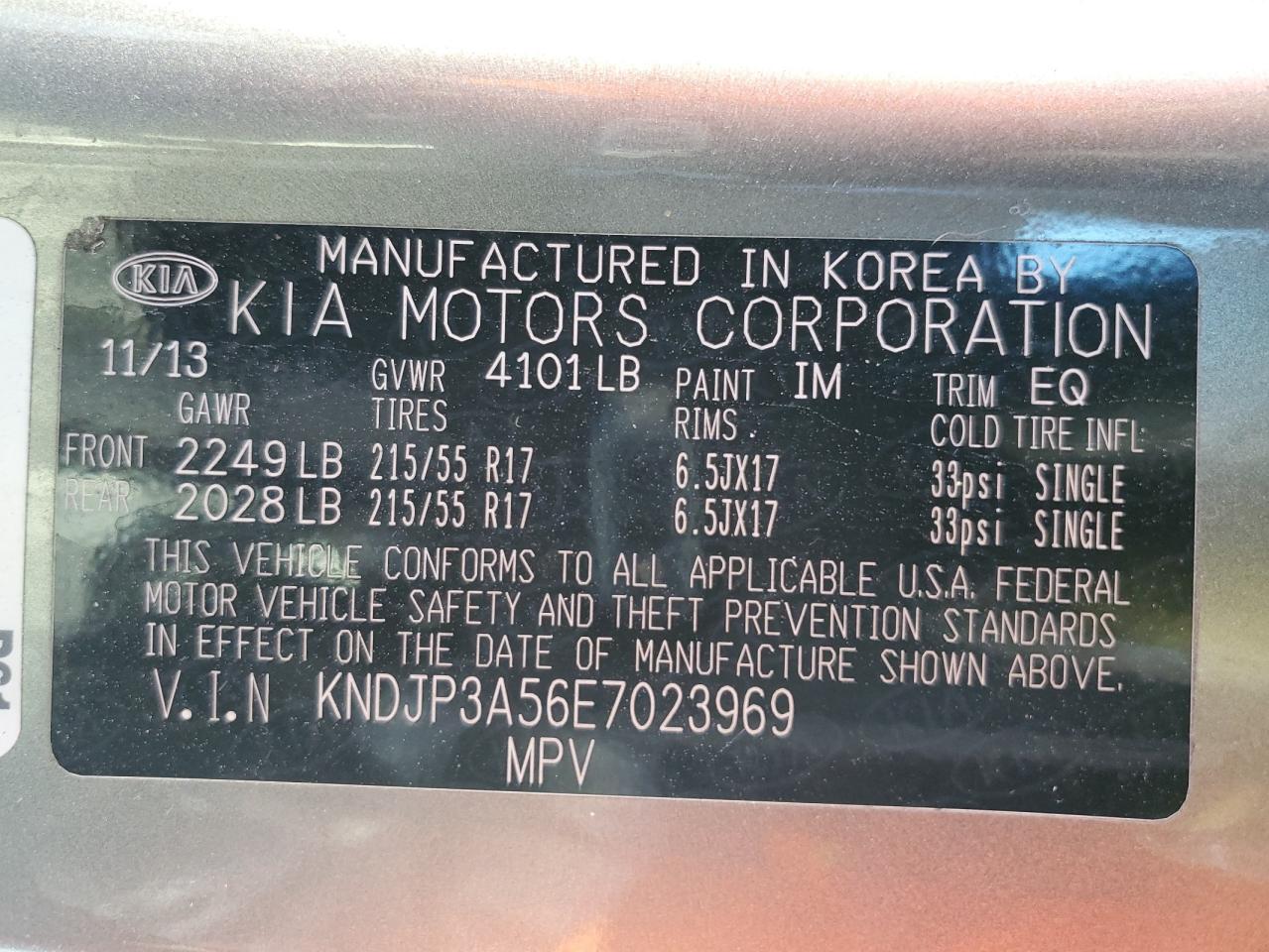 2014 Kia Soul + VIN: KNDJP3A56E7023969 Lot: 81753675