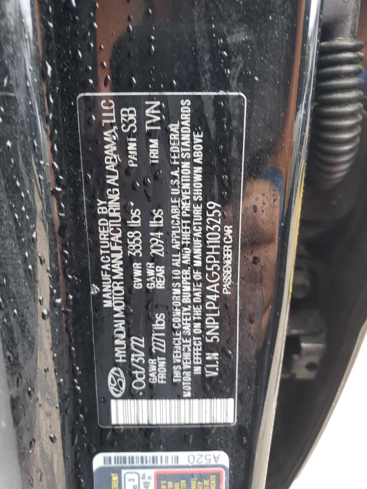 2023 Hyundai Elantra Limited VIN: 5NPLP4AG5PH103259 Lot: 80917475