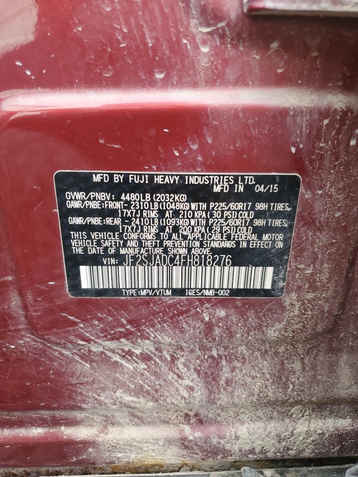 2015 Subaru Forester 2.5I Premium VIN: JF2SJADC4FH818276 Lot: 80890535