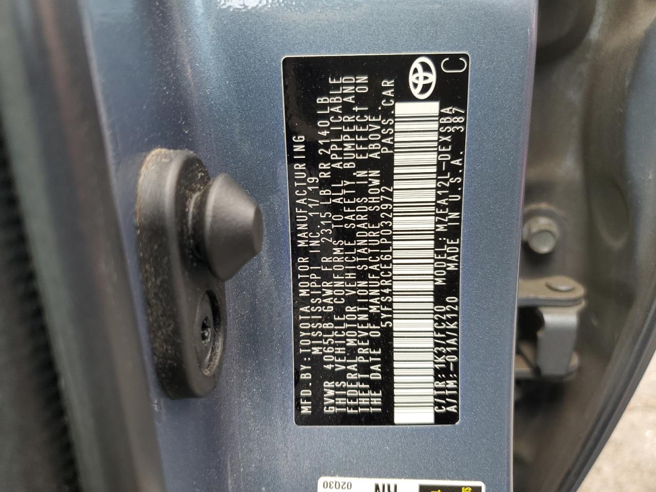 2020 Toyota Corolla Se VIN: 5YFS4RCE6LP032972 Lot: 71802245