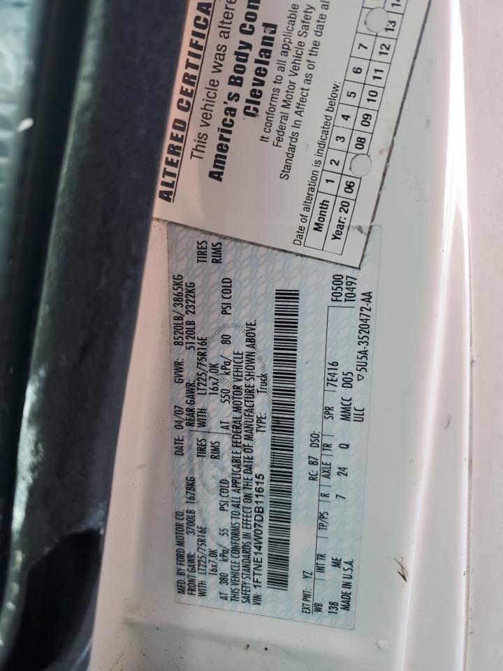 2007 Ford Econoline E150 Van VIN: 1FTNE14W07DB11615 Lot: 81030855