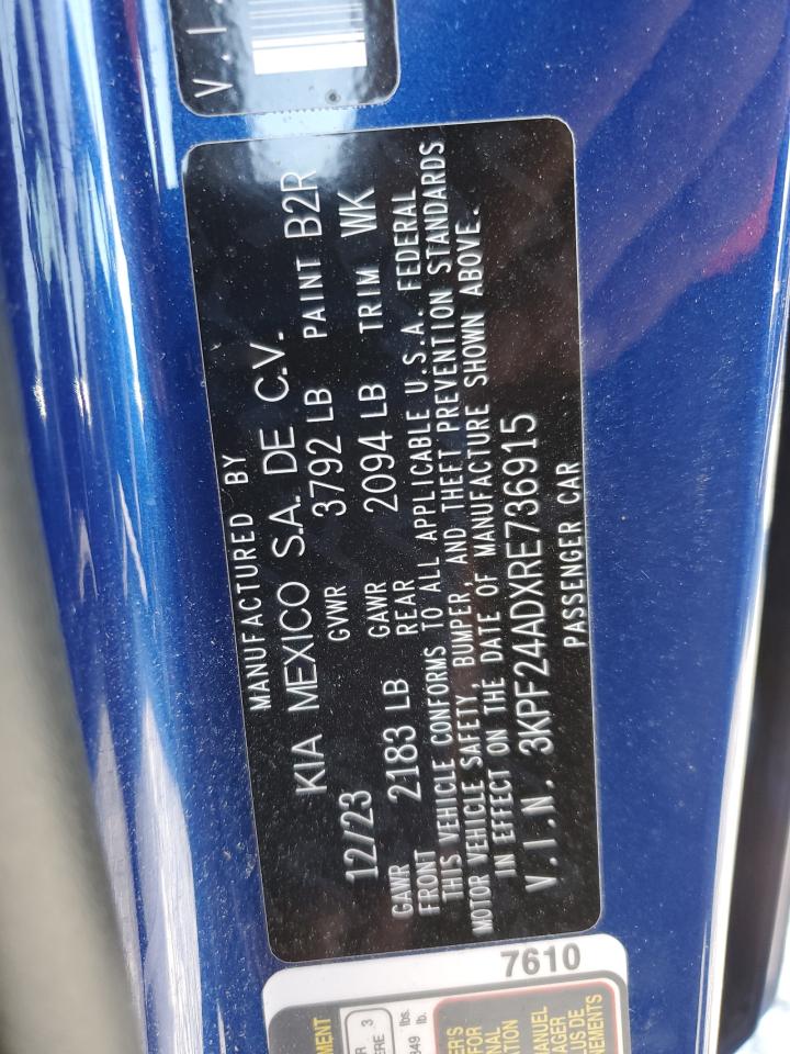 2024 Kia Forte Lx VIN: 3KPF24ADXRE736915 Lot: 81135865