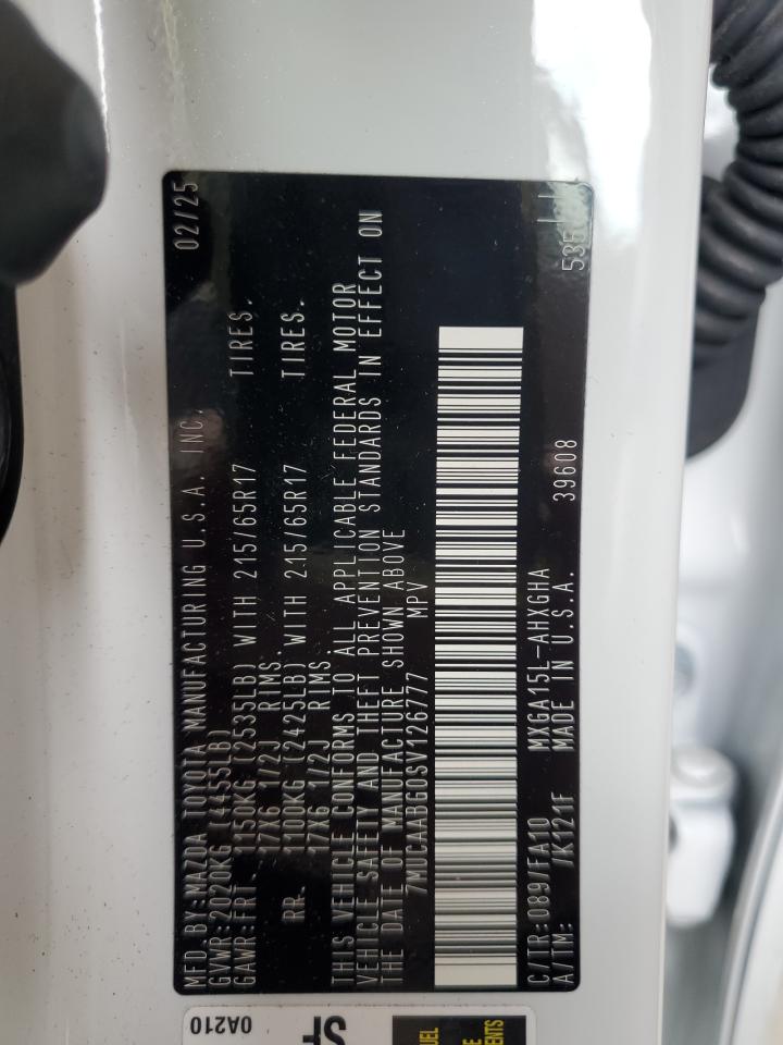 2025 Toyota Corolla Cross Le VIN: 7MUCAABG0SV126777 Lot: 80926995