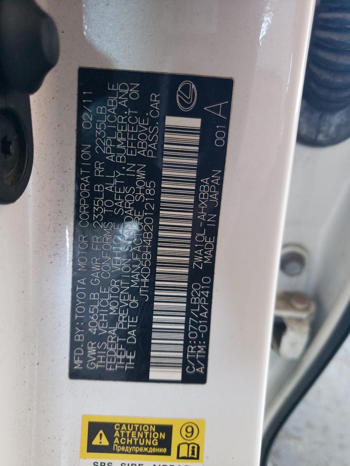 2011 Lexus Ct 200 VIN: JTHKD5BH4B2012185 Lot: 80706655