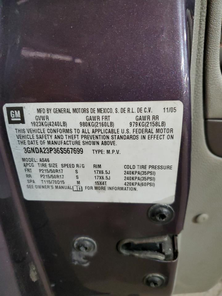 2006 Chevrolet Hhr VIN: 3GNDA23P36S567699 Lot: 81733135