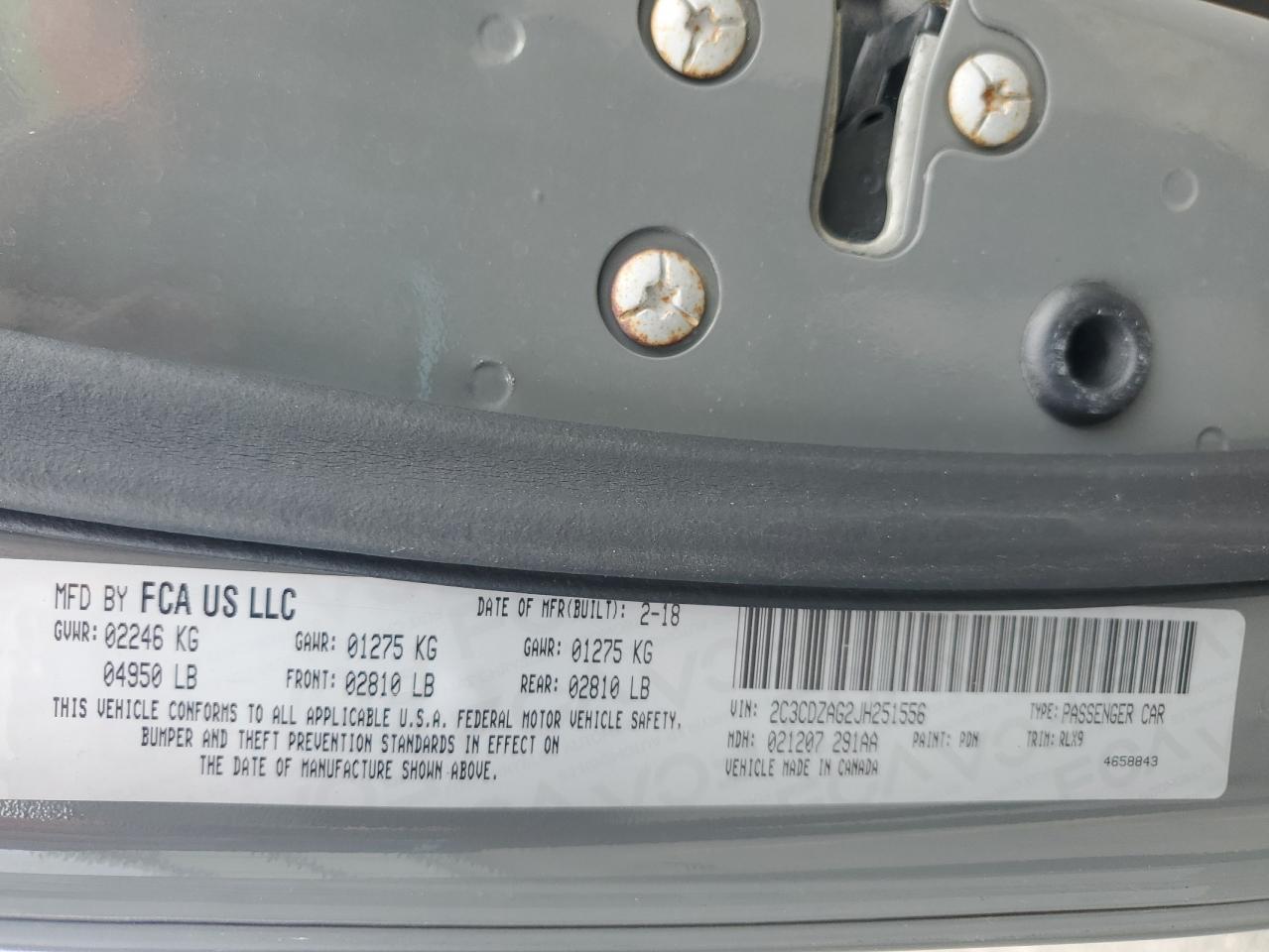 2018 Dodge Challenger Sxt VIN: 2C3CDZAG2JH251556 Lot: 81132025