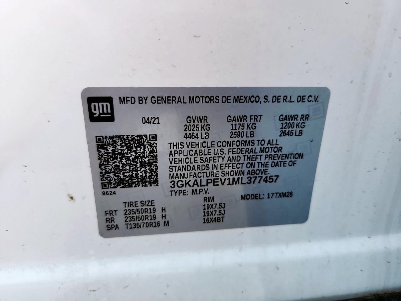 2021 GMC Terrain Slt VIN: 3GKALPEV1ML377457 Lot: 72044805