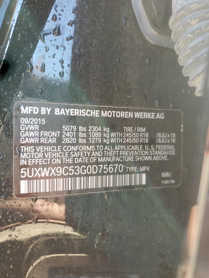 2016 BMW X3 xDrive28I VIN: 5UXWX9C53G0D75670 Lot: 84022865