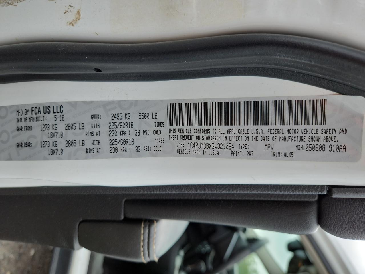 2016 Jeep Cherokee Limited VIN: 1C4PJMDBXGW321064 Lot: 80692445