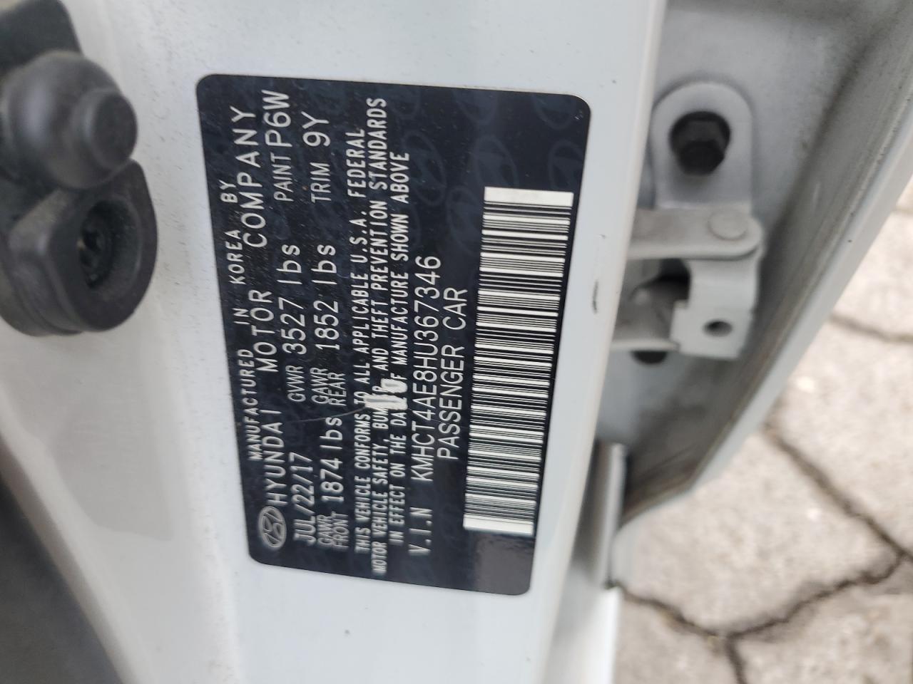 2017 Hyundai Accent Se VIN: KMHCT4AE8HU367346 Lot: 82143275