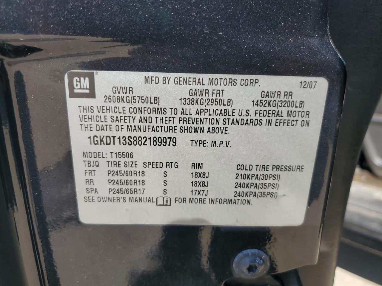 2008 GMC Envoy VIN: 1GKDT13S882189979 Lot: 81333775