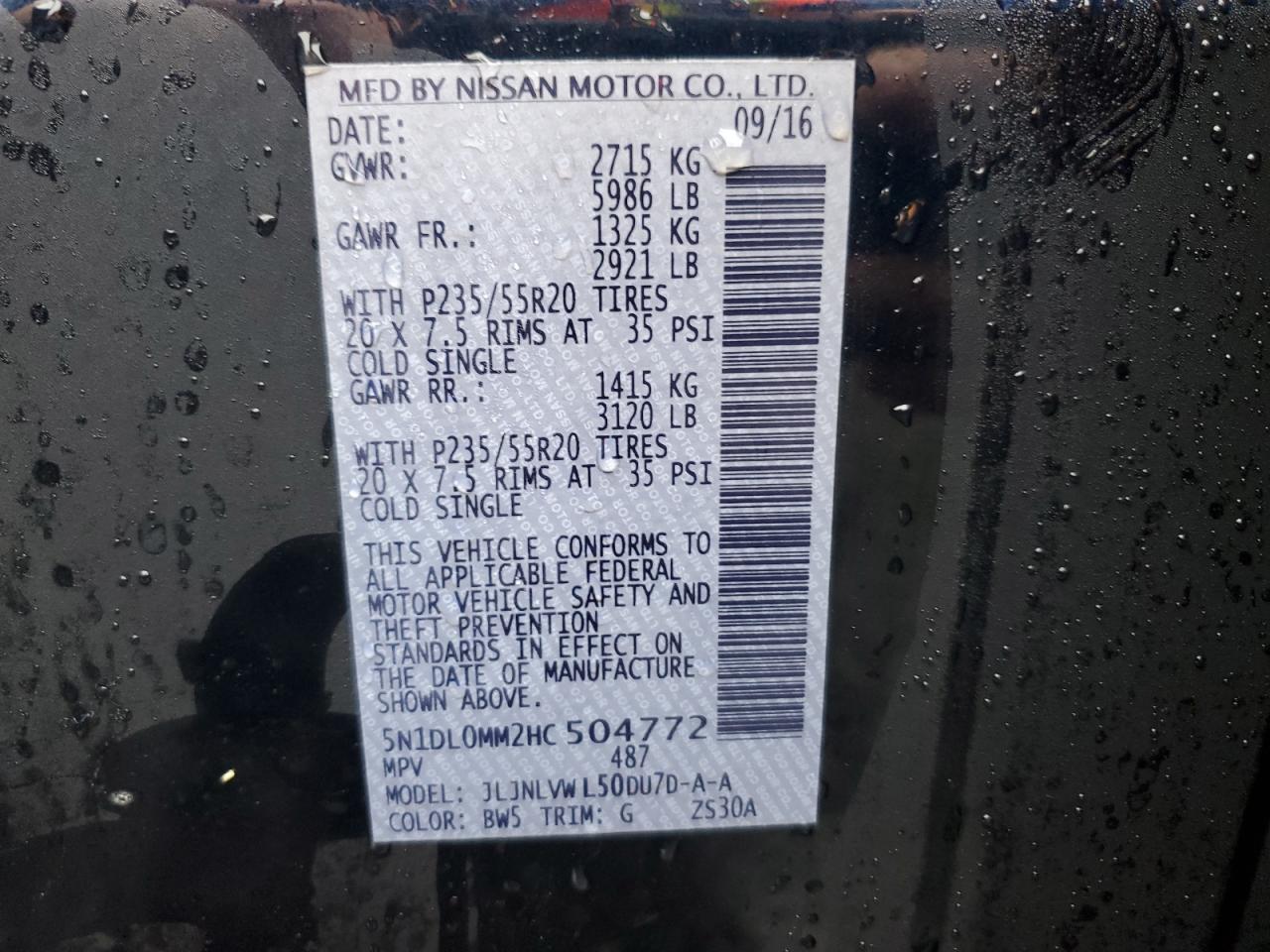 2017 Infiniti Qx60 VIN: 5N1DL0MM2HC504772 Lot: 81528635