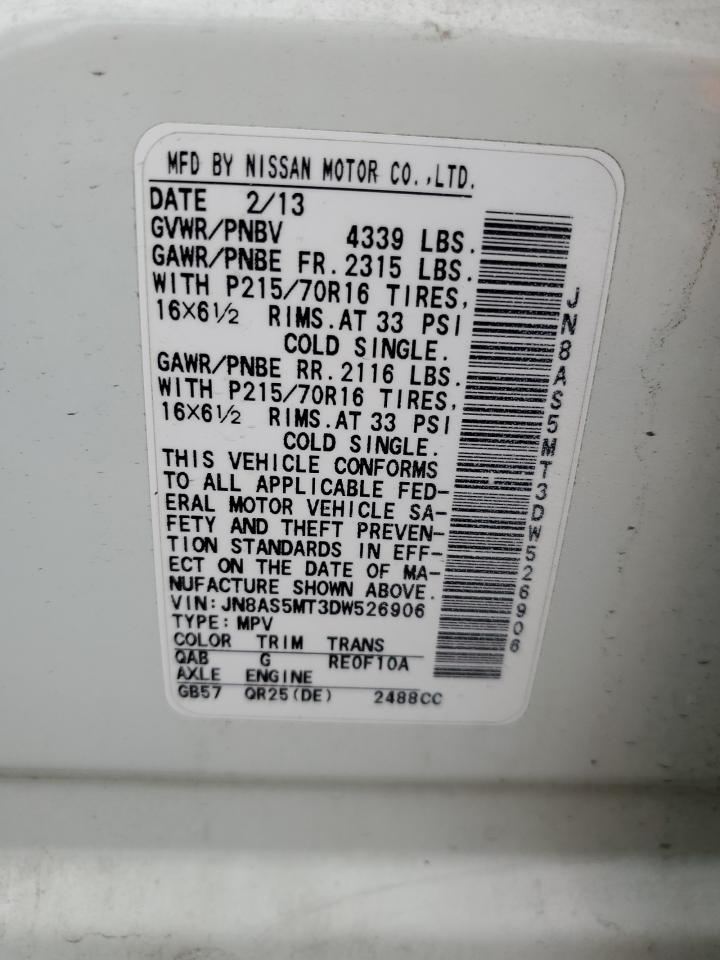 2013 Nissan Rogue S VIN: JN8AS5MT3DW526906 Lot: 81571825