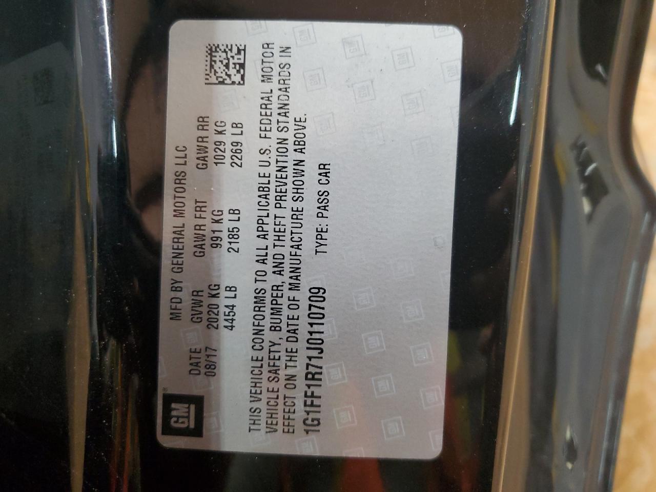 2018 Chevrolet Camaro Ss VIN: 1G1FF1R71J0110709 Lot: 82028345