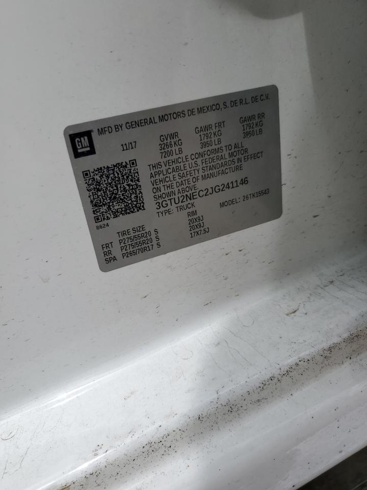 2018 GMC Sierra K1500 Slt VIN: 3GTU2NEC2JG241146 Lot: 71213235