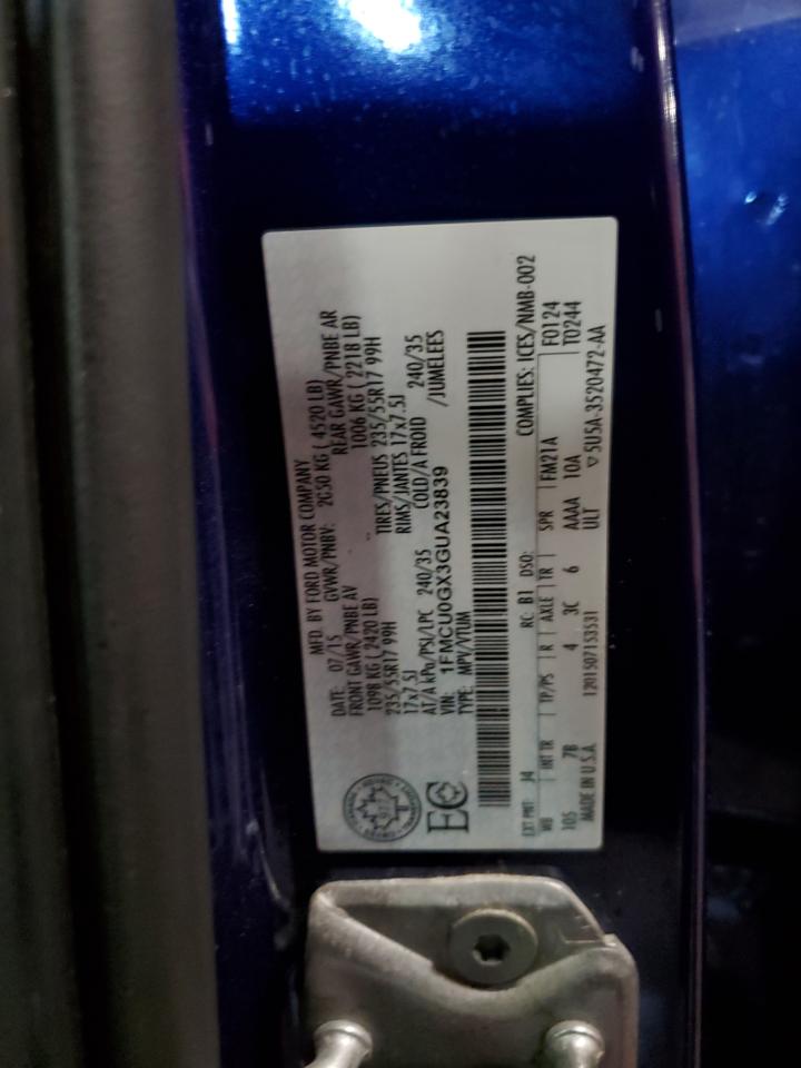 2016 Ford Escape Se VIN: 1FMCU0GX3GUA23839 Lot: 84187175