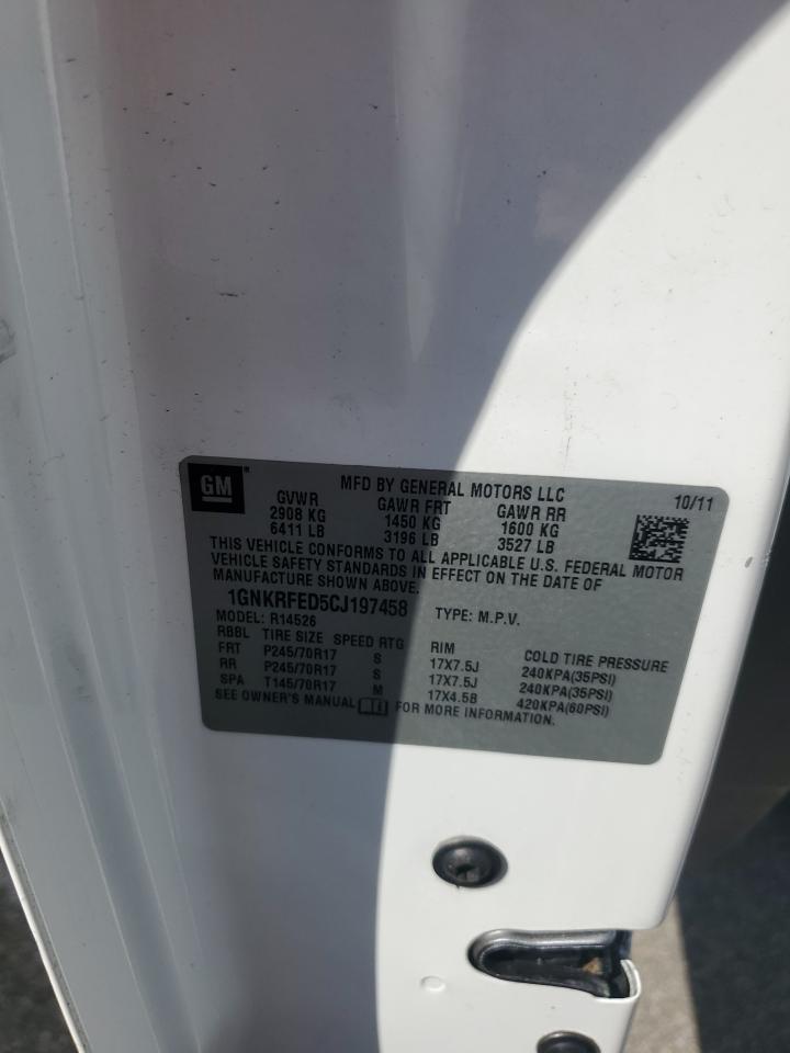 2012 Chevrolet Traverse Ls VIN: 1GNKRFED5CJ197458 Lot: 81744065