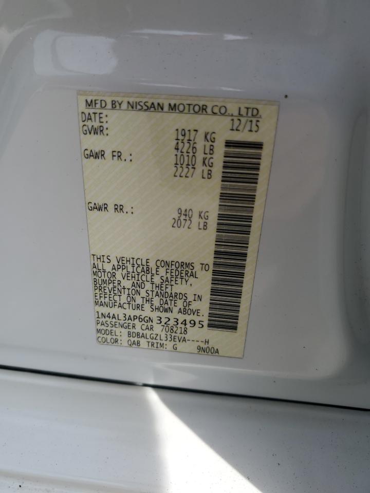 2016 Nissan Altima 2.5 VIN: 1N4AL3AP6GN323495 Lot: 80460435