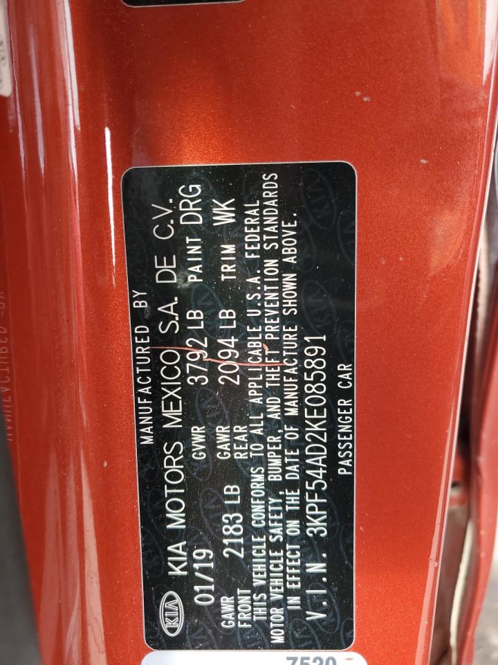 2019 Kia Forte Ex VIN: 3KPF54AD2KE085891 Lot: 71981715