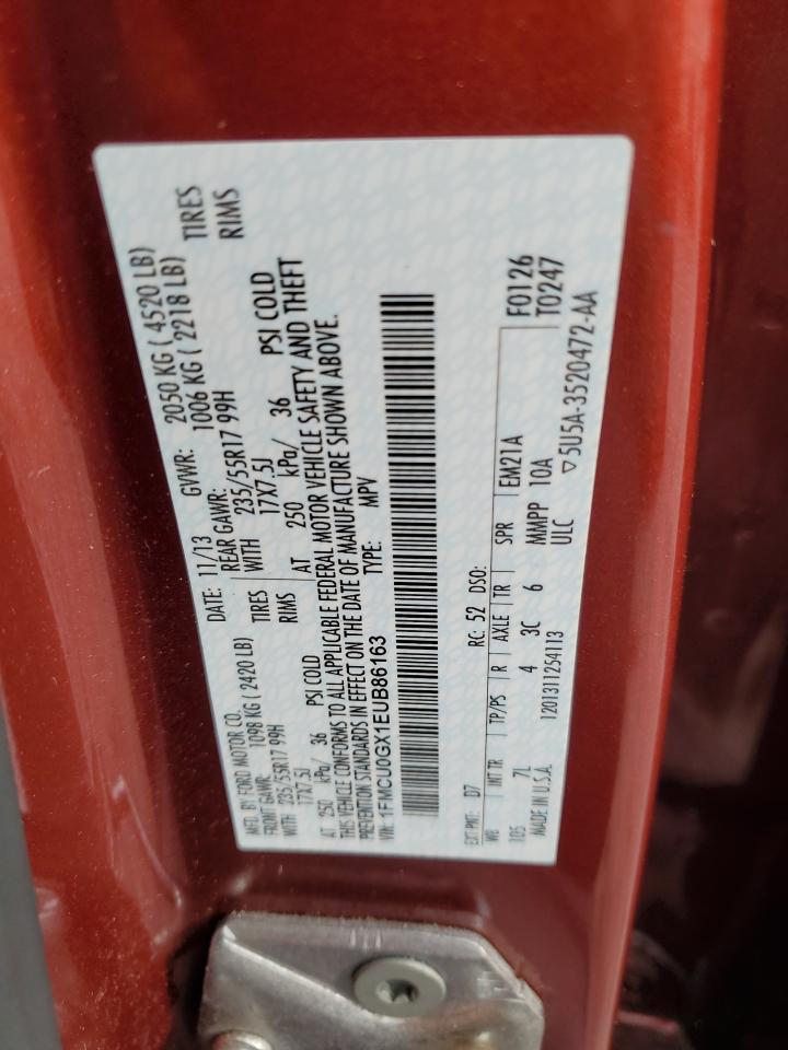 2014 Ford Escape Se VIN: 1FMCU0GX1EUB86163 Lot: 81287465