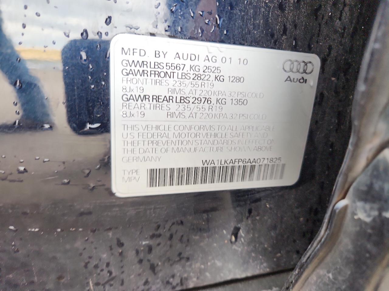 2010 Audi Q5 Premium Plus VIN: WA1LKAFP6AA071825 Lot: 81132245