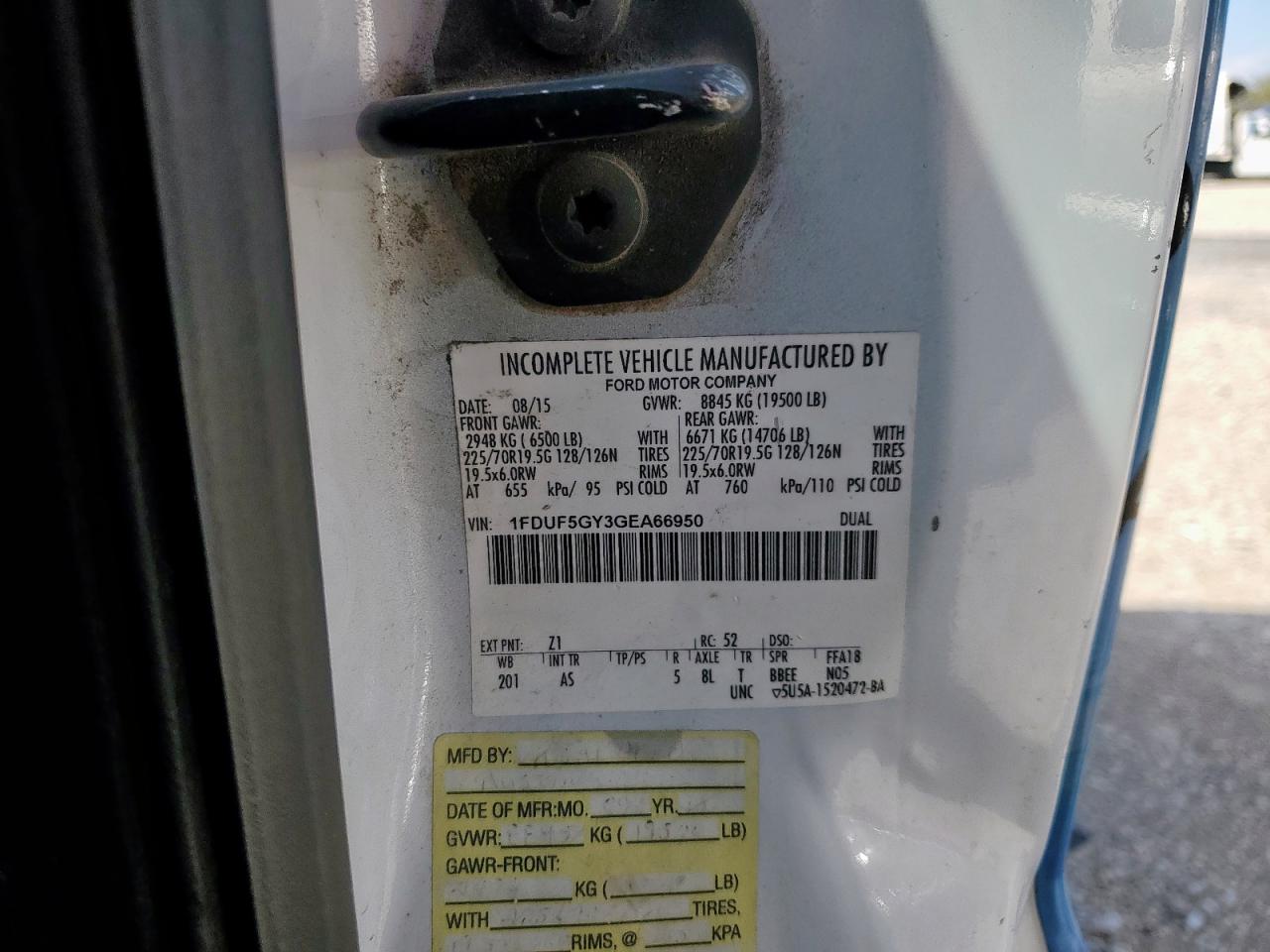 2016 Ford F550 Super Duty VIN: 1FDUF5GY3GEA66950 Lot: 70427495