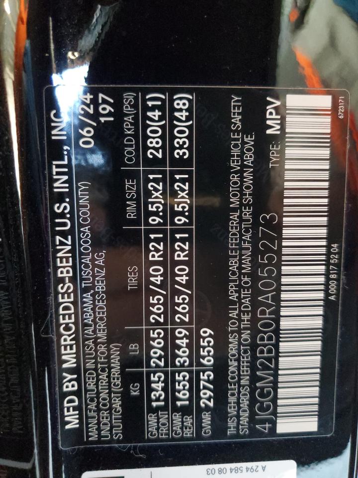 2024 Mercedes-Benz Eqe Suv 350+ VIN: 4JGGM2BB0RA055273 Lot: 81116645