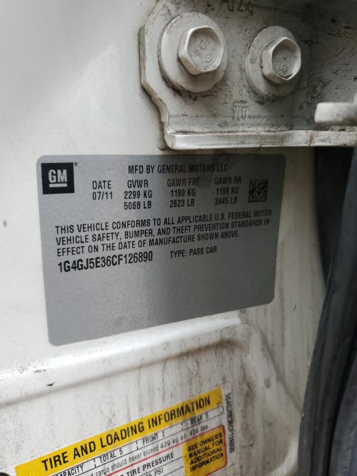 2012 Buick Lacrosse Touring VIN: 1G4GJ5E36CF126890 Lot: 68668435