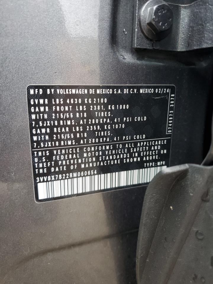2024 Volkswagen Taos S VIN: 3VV8X7B22RM060654 Lot: 72091025