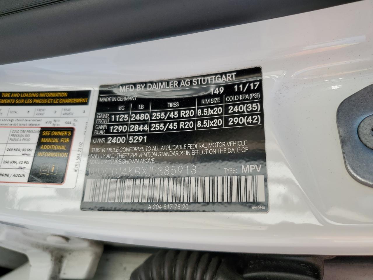 2018 Mercedes-Benz Glc Coupe 300 4Matic VIN: WDC0J4KBXJF385918 Lot: 83766625