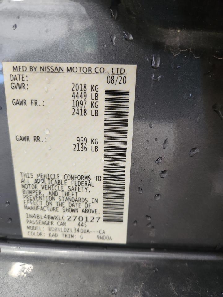 2020 Nissan Altima S VIN: 1N4BL4BWXLC270127 Lot: 84191625