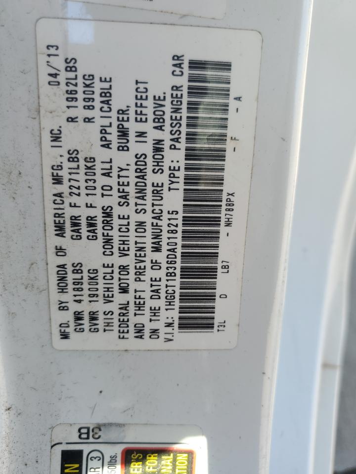 2013 Honda Accord Lx-S VIN: 1HGCT1B36DA018215 Lot: 81031745
