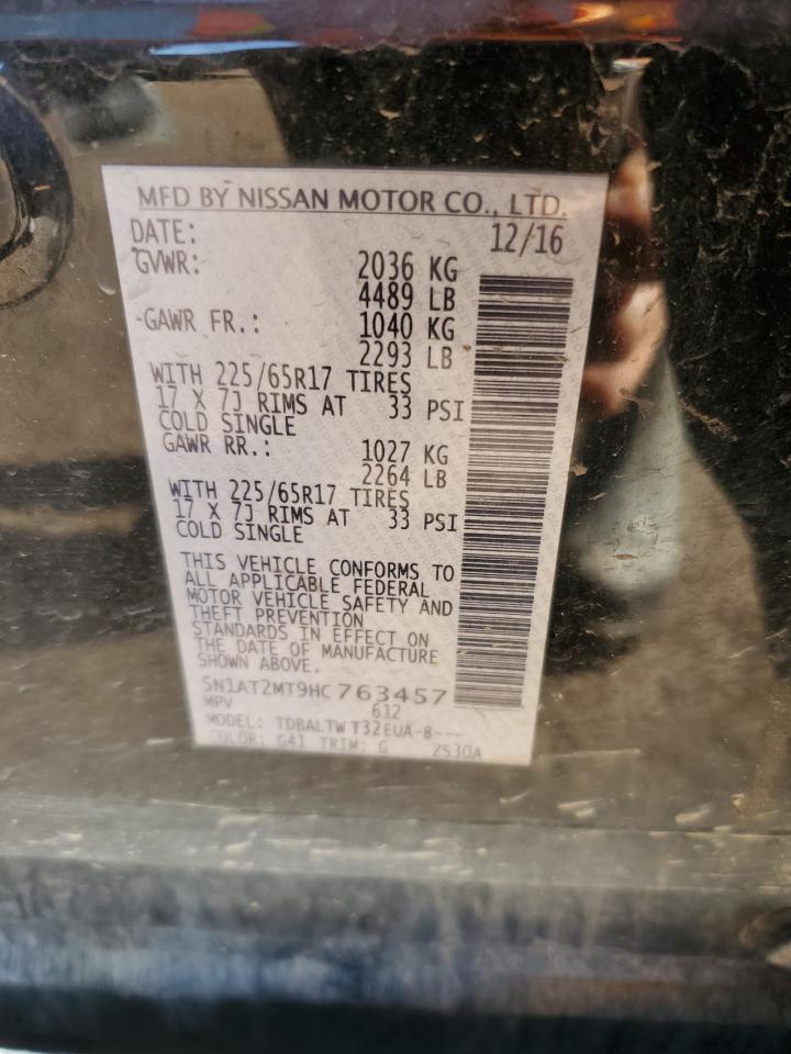 2017 Nissan Rogue S VIN: 5N1AT2MT9HC763457 Lot: 81716465