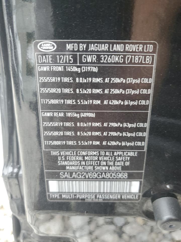 2016 Land Rover Lr4 Hse VIN: SALAG2V69GA805968 Lot: 83772075