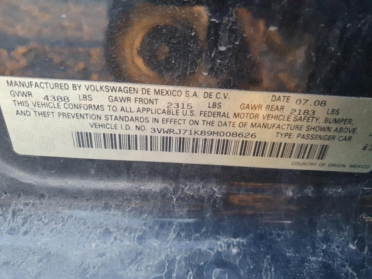 2009 Volkswagen Jetta Wolfsburg VIN: 3VWRJ71K89M008626 Lot: 82166495