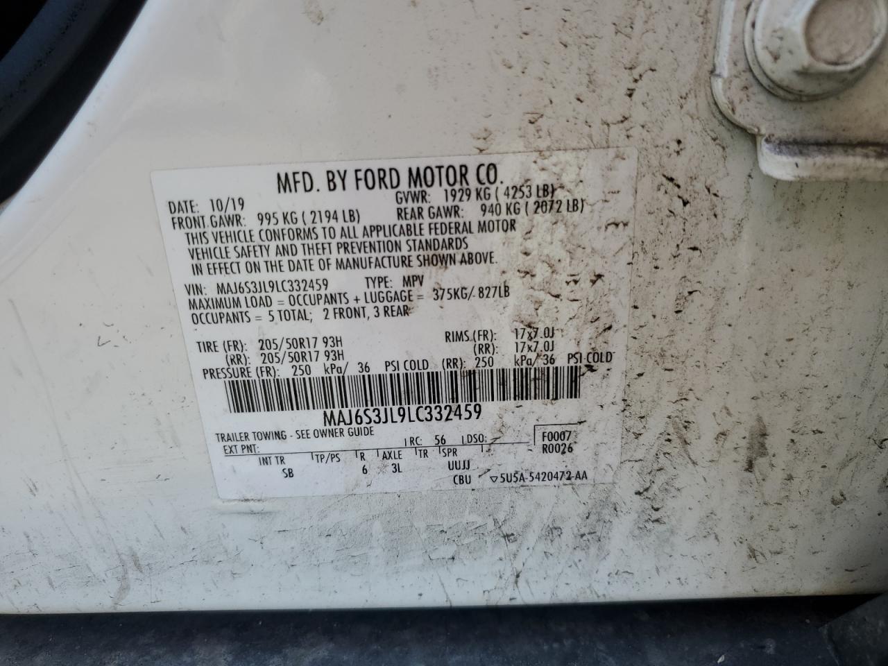 2020 Ford Ecosport Ses VIN: MAJ6S3JL9LC332459 Lot: 81927125