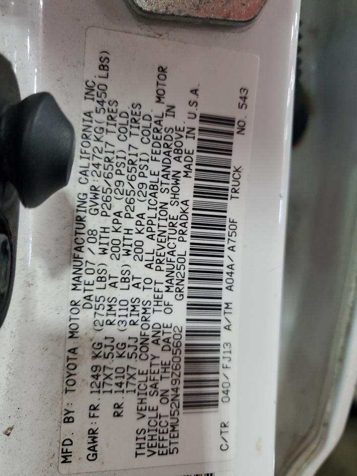 2009 Toyota Tacoma Double Cab Long Bed VIN: 5TEMU52N49Z605602 Lot: 81795085