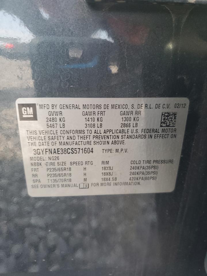 2012 Cadillac Srx Luxury Collection VIN: 3GYFNAE38CS571604 Lot: 69918025