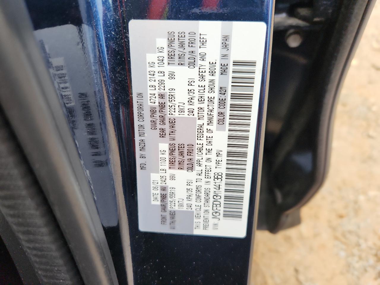 2021 Mazda Cx-5 Grand Touring VIN: JM3KFBDM3M1441368 Lot: 84403525