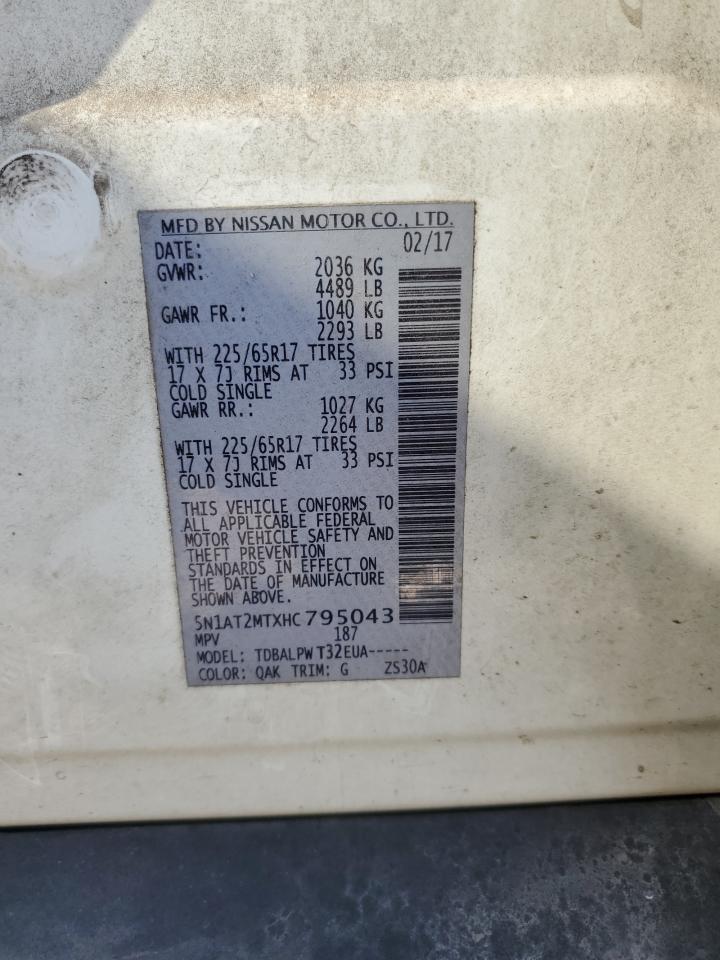 2017 Nissan Rogue S VIN: 5N1AT2MTXHC795043 Lot: 71675155