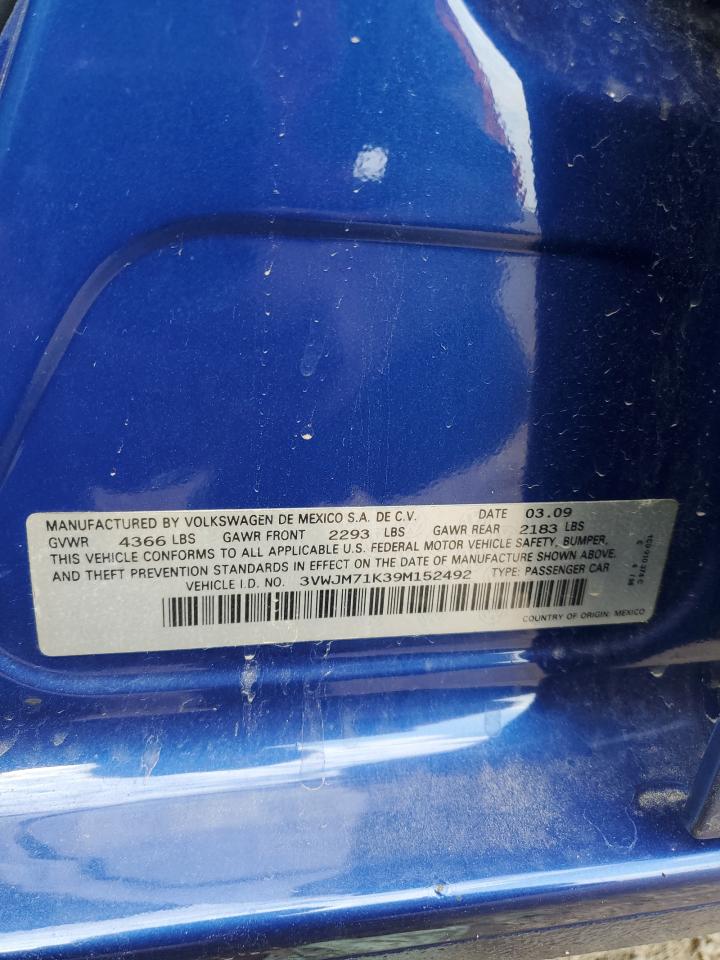 2009 Volkswagen Jetta S VIN: 3VWJM71K39M152492 Lot: 80366215