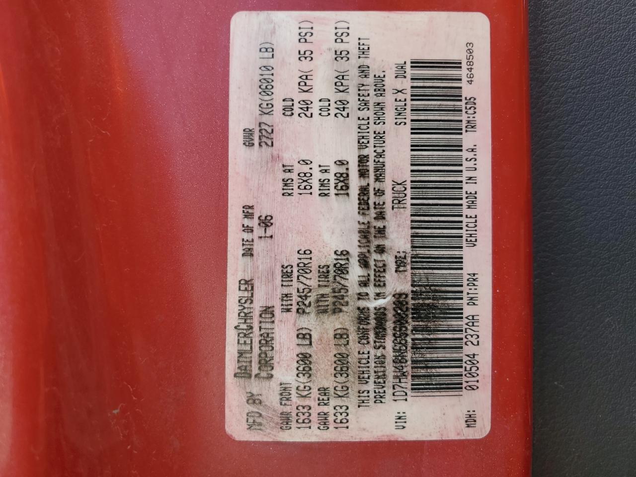 2006 Dodge Dakota Quad Slt VIN: 1D7HW48N66S600209 Lot: 81745445