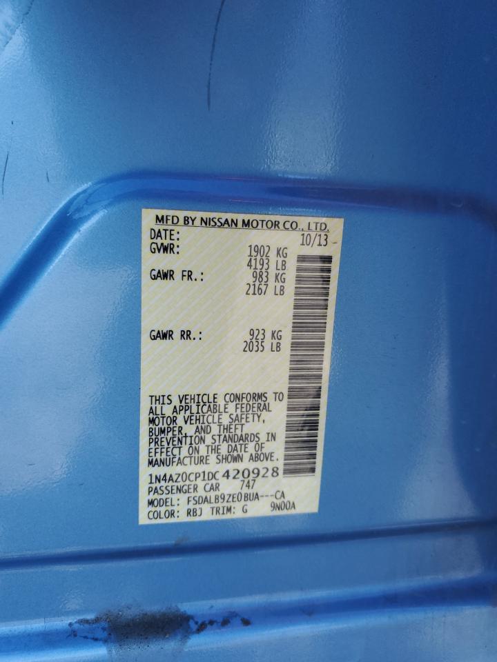 2013 Nissan Leaf S VIN: 1N4AZ0CP1DC420928 Lot: 82104485
