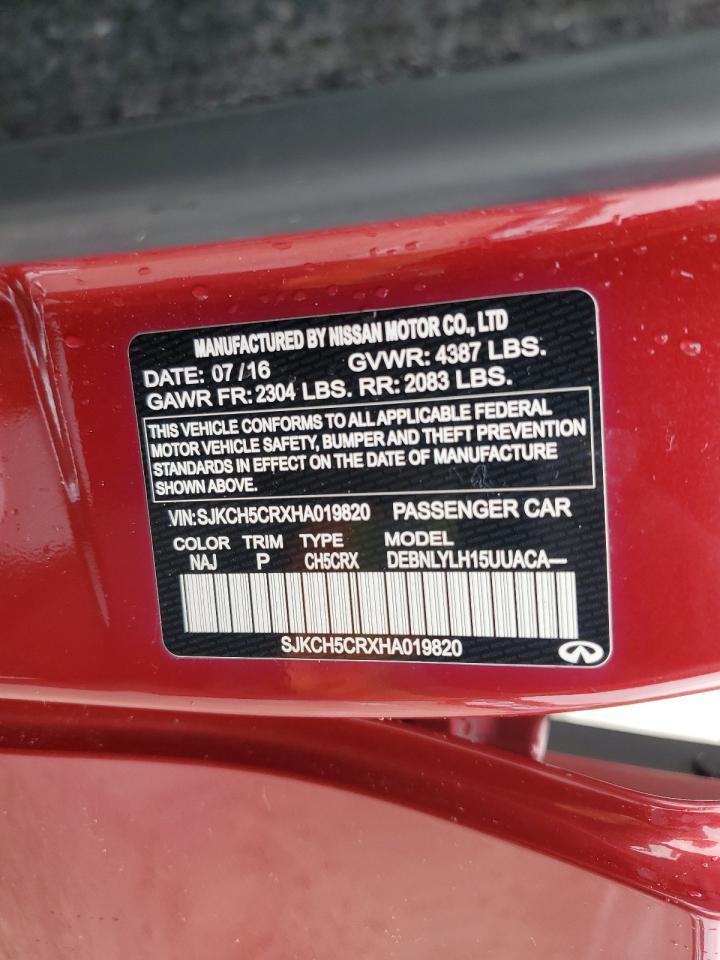 2017 Infiniti Qx30 Base VIN: SJKCH5CRXHA019820 Lot: 84385975