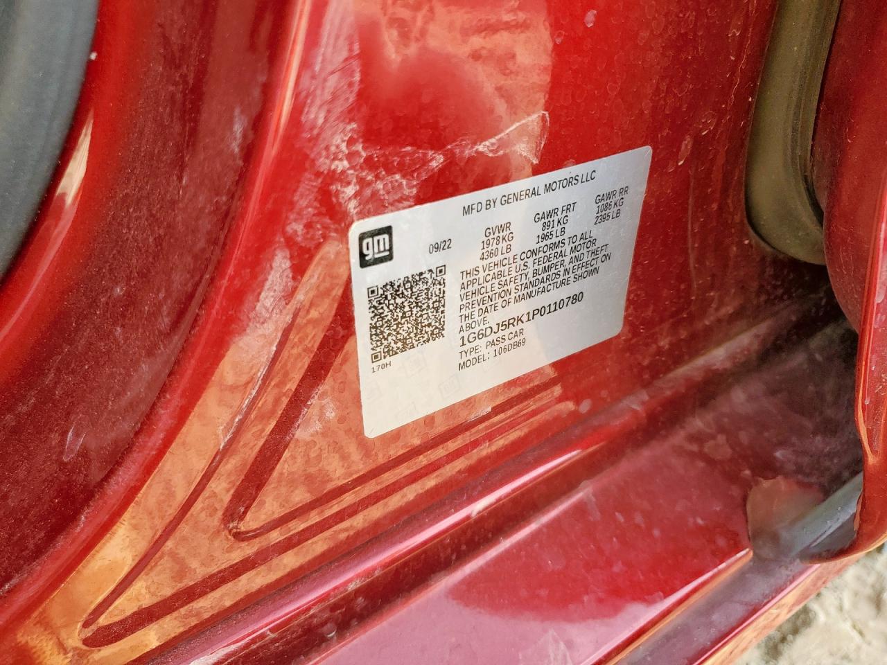 2023 Cadillac Ct4 Luxury VIN: 1G6DJ5RK1P0110780 Lot: 71461595