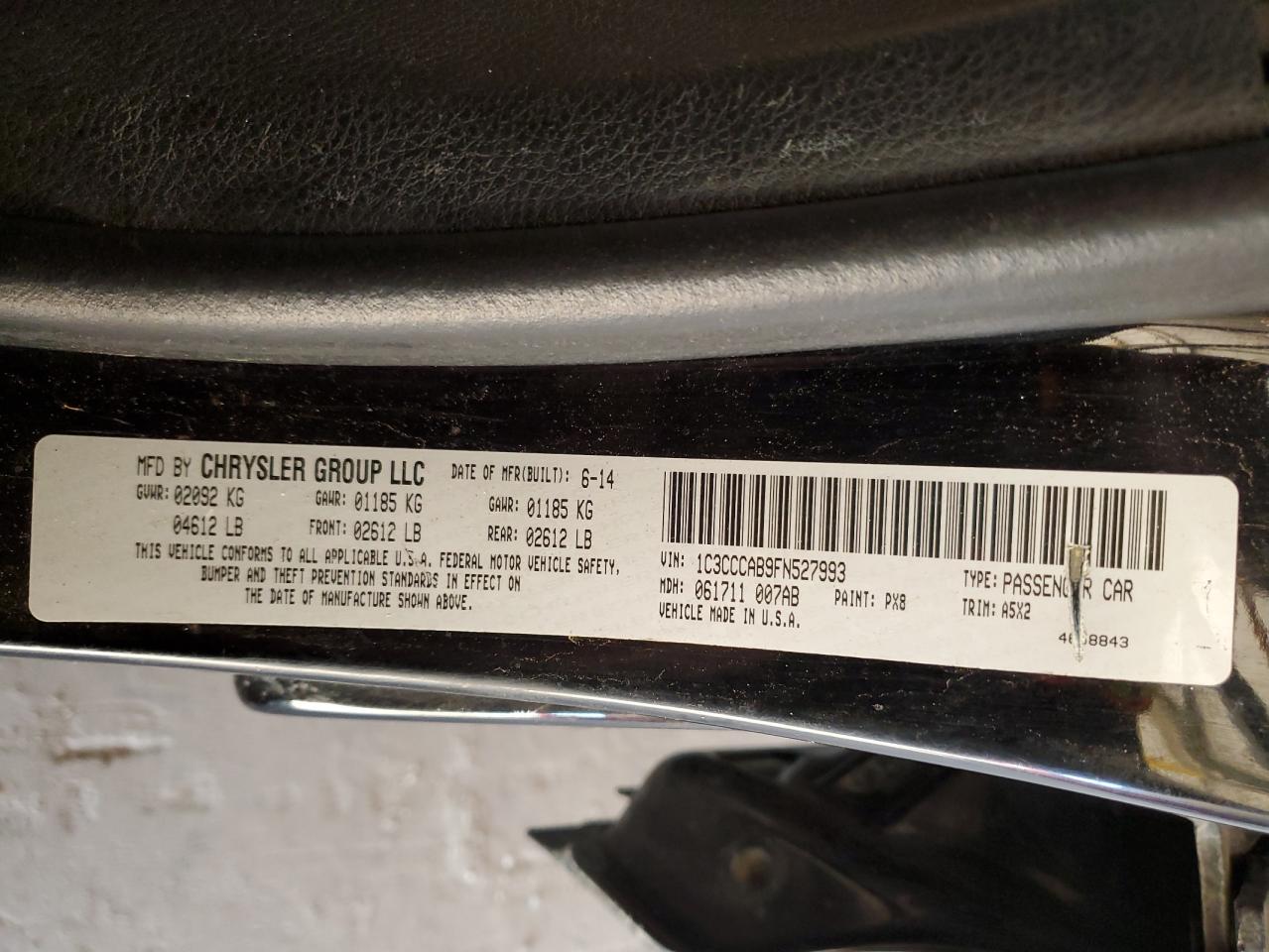 2015 Chrysler 200 Limited VIN: 1C3CCCAB9FN527993 Lot: 81873735