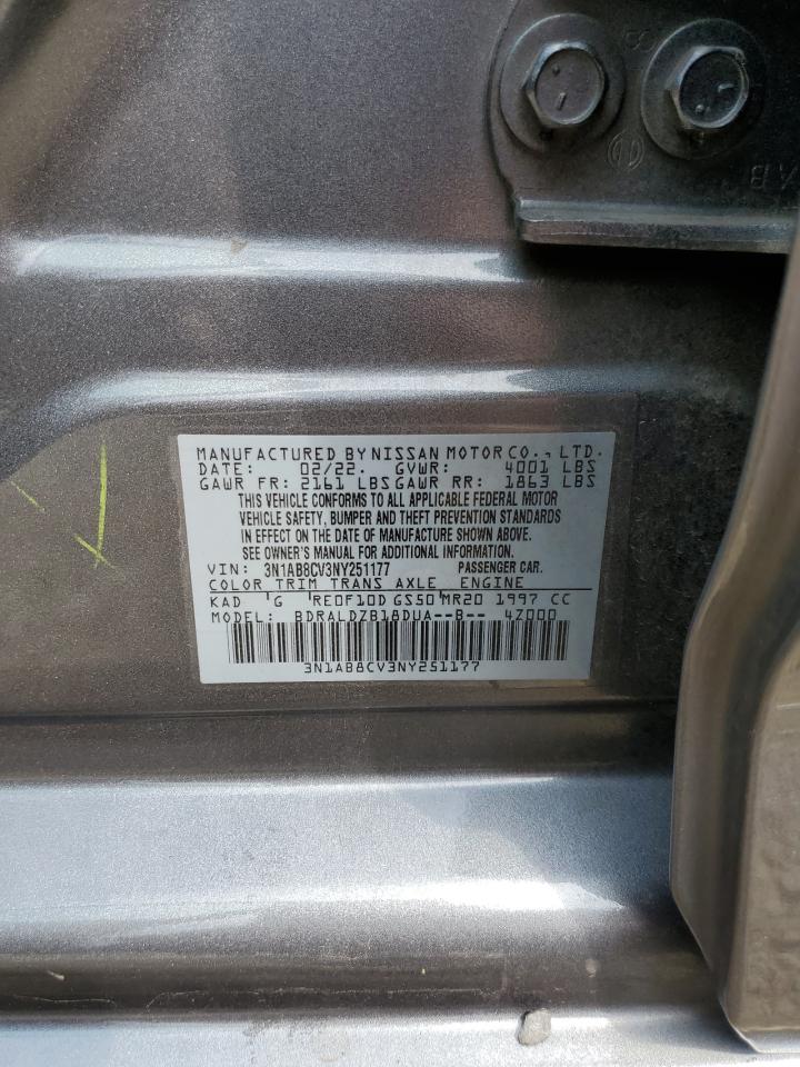 2022 Nissan Sentra Sv VIN: 3N1AB8CV3NY251177 Lot: 80212795